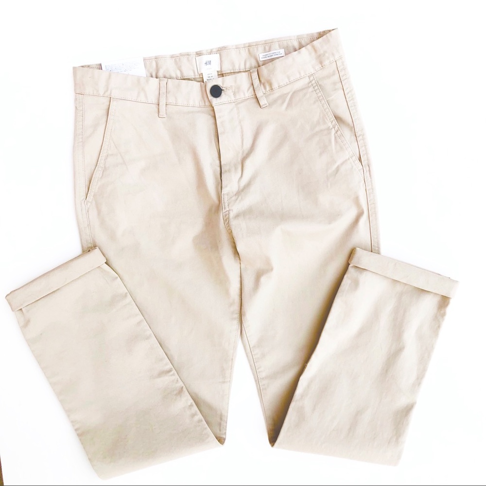 NWT H&M L.O.G.G. Skinny Fit Stretch Khaki Pants